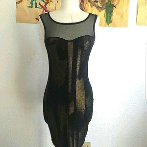 Arden B. Black Gold Shimmer Mesh Dress